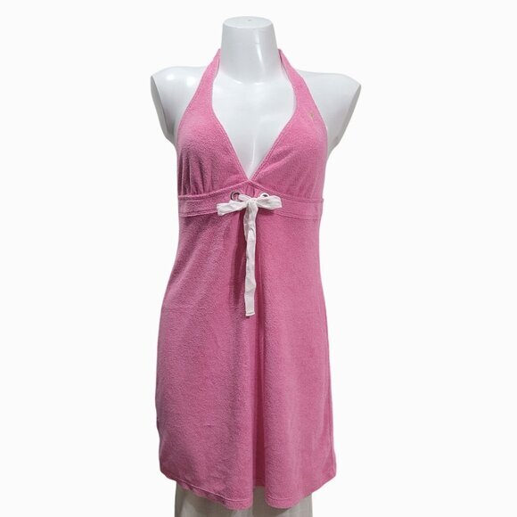 Ralph Lauren Terry Cloth Halter Dress Cover up Pink L - Picture 1 of 8